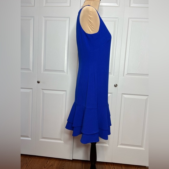 Eliza J Royal Blue sheath ruffled hem V-Neck Mini cocktail Dress, NWT, size 8 - Picture 17 of 17